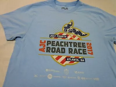 2017 Peachtree Road Race Light Blue T  Shirt   Mizuno Unisex   Small   FLAWS • $9.99