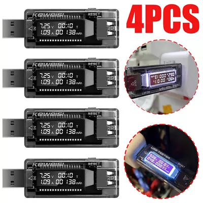 4PCS USB Power Tester 4-20V 3A Volt/Amp/Capacity Meter For USB Chargers & Cables • $17.99