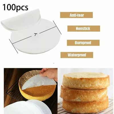 For Air FryerCakeCheesecake Baking Circles Pans Liners Set Of 100 White 7 Inch • £10.16