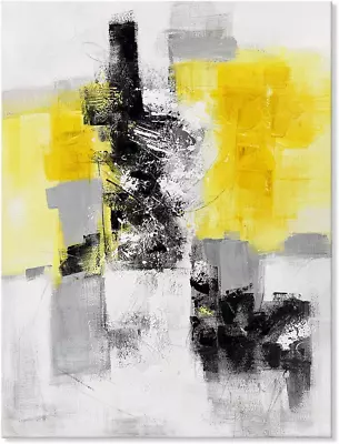 7Fisionart Yellow And Gray Pictures Abstract Wall Art Bathroom Wall Decor Grey B • $28.97