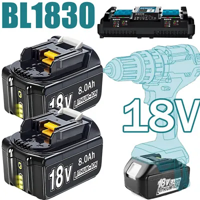 2PACK For Makita 18V 6.0Ah BL1860 LXT Lithium-ion Battery /Charger BL1830 BL1850 • $146.29