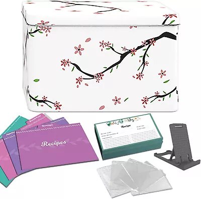 Toss Homes Recipe Box With Cards And Dividers - 40x Recipe Cards 6”x4” White • $12.99