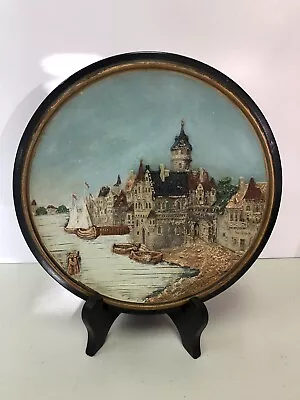 Antique JM Musterschutz Hand Painted Plaque Plate Hafen Von Rotterdam German • $50