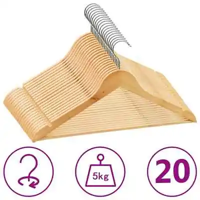 20 Pcs Clothes Hanger Set Non-slip Hardwood • £44.68