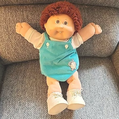 Vtg 1985 Cabbage Patch Kid Doll Boy Loop Auburn Brown Eyes Hair Tooth & Romper • $44.99