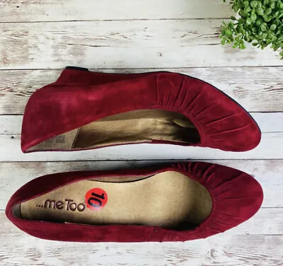Me Too Leather Suede Burgundy Wedge Shoes Size 10 • $18.99