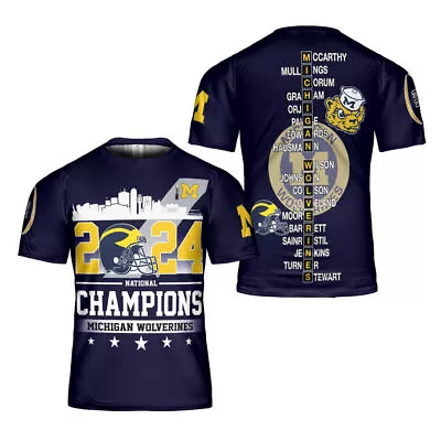 HOT!!_ Michigan Team Wolverines 2024 National Champions T Shirt Men's Size S-5XL • $29.90