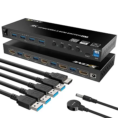 KVM Switch HDMI 4 Port USB 3.0 KVM Switches 4K 60HZ HDMI And USB Switcher With  • $118.95