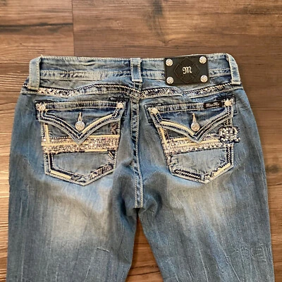 £26.45 • Buy Miss Me Womens Bootcut Denim Jeans Low Rise Blue Size 28 Embellished Back Pocket