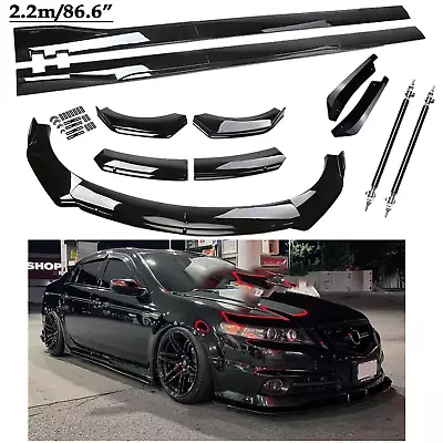 Front Bumper Spoiler Kit +86.6  Car Side Skirt Glossy Black For Acura TL TLX ILX • $99.99