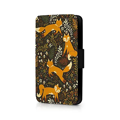 £4.99 • Buy Fox And Flowers Phone Flip Case For IPhone - Huawei 