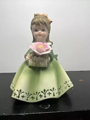 Vintage Lefton Girl Month Of May Green Dress Free Shipping • $17.98