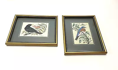 £74.83 • Buy J&J Cash Picture Pair Eastern Bluebird Blackbird Woven Jacquard Loom Art England