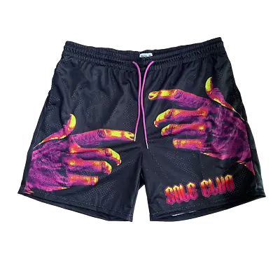 Sole Club Hands 2.0 Mesh Shorts Bravest Graphic Short Black Pink Men 6  • $39.60