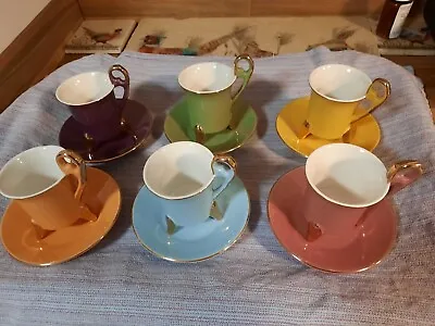 £38 • Buy 6 French Vintage Coffee Cups And Saucers