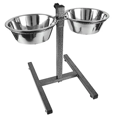 £15.99 • Buy Double Stainless Steel Pet Dog Food Water Bowls Set With Adjustable Height Stand