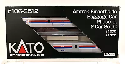 KATO N 106-3512 Amtrak Smoothside Baggage Cars Phase I 2-Car Set C MINT • $40