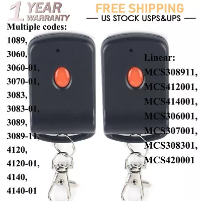 2PC For Linear 3089 Multi-Code Remote Transmitter Gate Garage Opener (308911) • $15.97