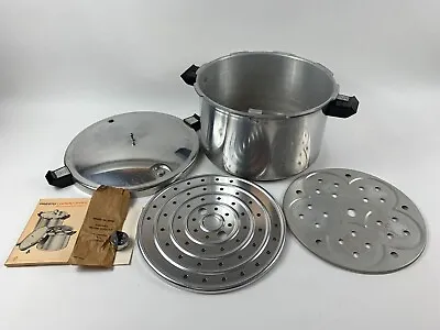 Vintage Presto 13 Quart Aluminum Pressure Cooker Canner W/ Manual & Regulator • $49.99