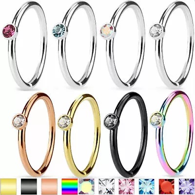 Nose Hoop Nose Ring Daith  Rook Tragus 20G Micro Gem Surgical Steel  Bendable • $2.99