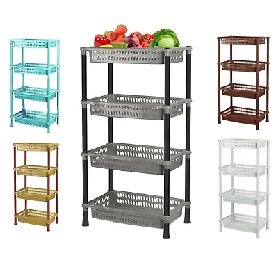 Strong 4 Tier Vegetable Rack Fruit Storage Kitchen Utility Stacking Basket • £12.75