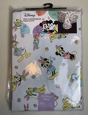 Disney Easter Mickey Mouse Peva Flannelback Tablecloth 70in Round Brand New • $25