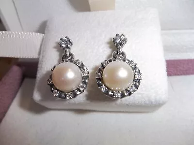 Genuine Authentic Pandora Eternal Grace Freshwater Pearl Earrings 290562P • £109