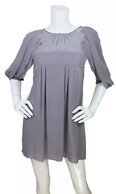 Vanessa Bruno Dress Womens 36 Silk Chiffon Empire Babydoll Pleated Mini Gray • $16.22