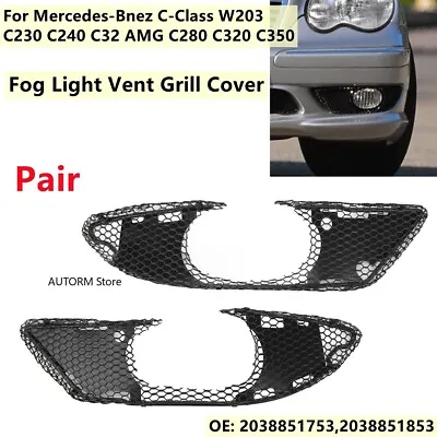 2x Bumper Fog Light Cover Mesh Grille For Mercedes W203 C230 W240 AMG 2038851753 • $91.95
