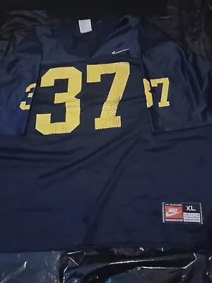 Vintage AUTHENTIC Heavy Replica MICHIGAN WOLVERINES Blue FOOTBALL JERSEY XL • $21.99