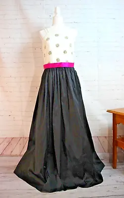 NWT ~ Aidan Mattox Sleeveless Full-Length Formal Dress Gown ~ Black/Ivory ~Sz 14 • $295.99