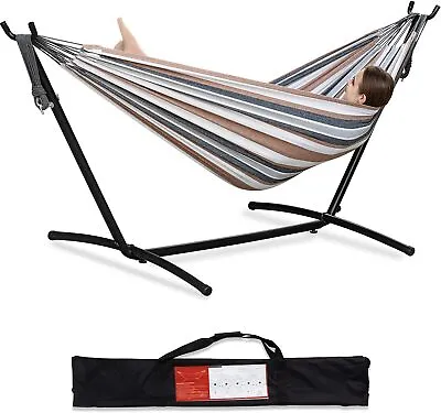 $59.99 • Buy Portable Hammock With Stand For 2 Person Carrying Case Outdoor Patio Swing Bed