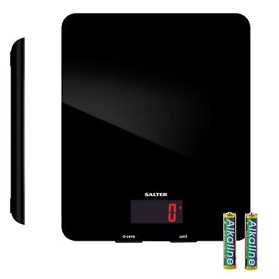 Salter Digital Kitchen Scale Electronic Glass Platform Easy Read Display Black • £19.99