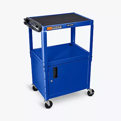 Luxor Adj-Height Steel AV Cart W/Cabinet-Blue Color Blue Material Steel • $339.99