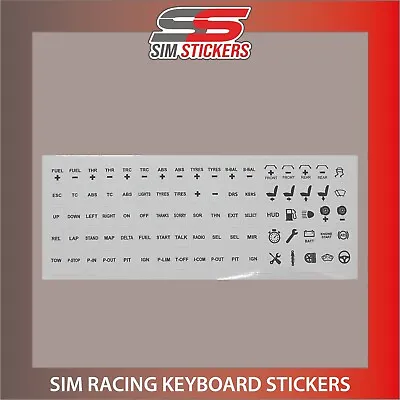 WHITE KB Stickers For Car Simulator Keyboard/Button Box/Wheel IRacing/AC/PC2 • £9