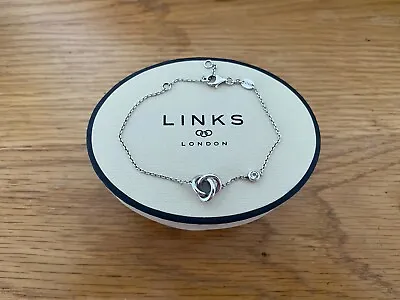 Genuine LINKS OF LONDON Hallmarked Sterling Silver Knot Topaz Bracelet With Box • £45