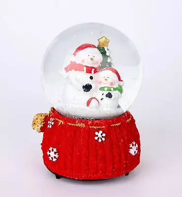 Musical Snow Globe Christmas Snowman Knitted Base15cm Tabletop Xmas Window Decor • £10.62