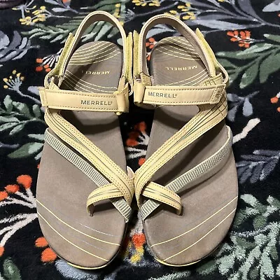 Merrell Women's Sandals Size 9 Freesia Yellow  Toe Loop Hook & Loop Closure • $22