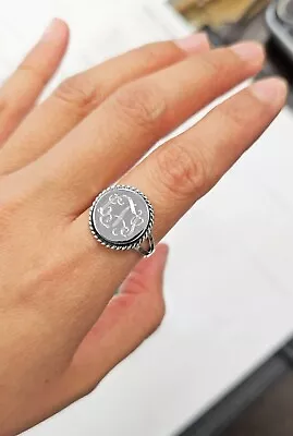 Sterling Silver Round Rope Ring Monogram Round With Rope Edge Signet Ring • $34.97