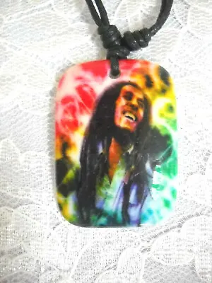 Cloud Visions Smiling Bob Marley Long Hair Rasta Colors Pendant Adj Necklace • $3.99