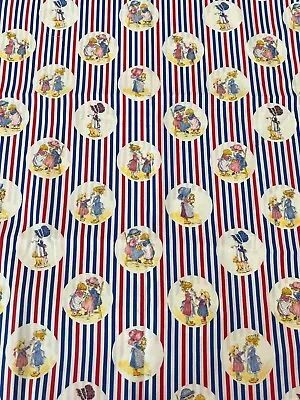 Holly Hobbie American Greeting Red White Blue Striped Vintage  Fabric 2 YD • $38