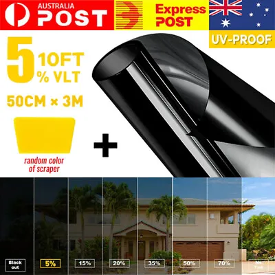 $14.29 • Buy 300CM Uncut Roll Window Tint Film 5% VLT 20  X 10ft Feet Car Home Office Glass
