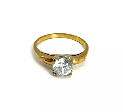14K Solid Yellow Gold Antique Solitaire Engagement Ring Sz 5.5 Vtg 6mm 2.2G (B) • $185
