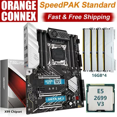 X99 MR9D Motherboard LGA 2011-3 W/ E5 2699 V3 CPU 64G DDR4 3200MHz RAM Combo Kit • $415.96