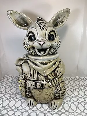 Vintage Twin Winton Bunny Rabbit Sheriff Gunslinger Ceramic Cookie Jar MARKED • $85