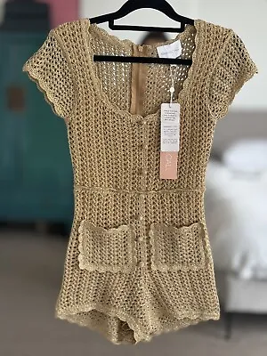 $60 • Buy Alice McCall  Gold Crochet Playsuit  AU 4 / US0  BNWT