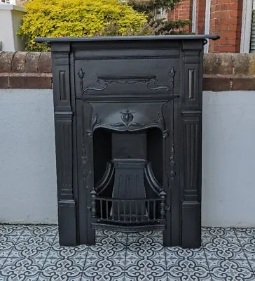 £340 • Buy Gorgeous Ornate Large Cast Iron Fireplace Fire Surround Insert Art Nouveau Style