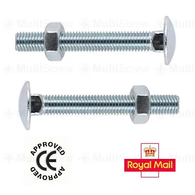 £6.90 • Buy M10 M12 M16 Zinc Cup Square Carriage Bolts Coach Screw And Hex Full Nut Din 603