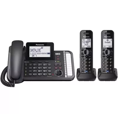 Panasonic KX-TG9582B Bluetooth 2-Line Corded / Cordless Phone System 2 Handsets • $147.79