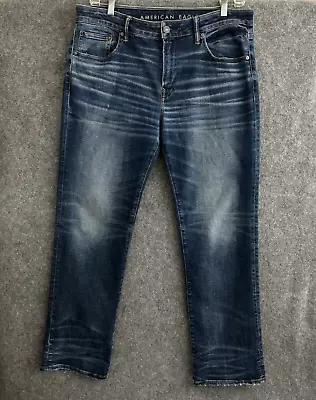 American Eagle Jeans Men's 36 X 34 Dark Blue Original Boot Cut Airflex+ Stretch • $24.88